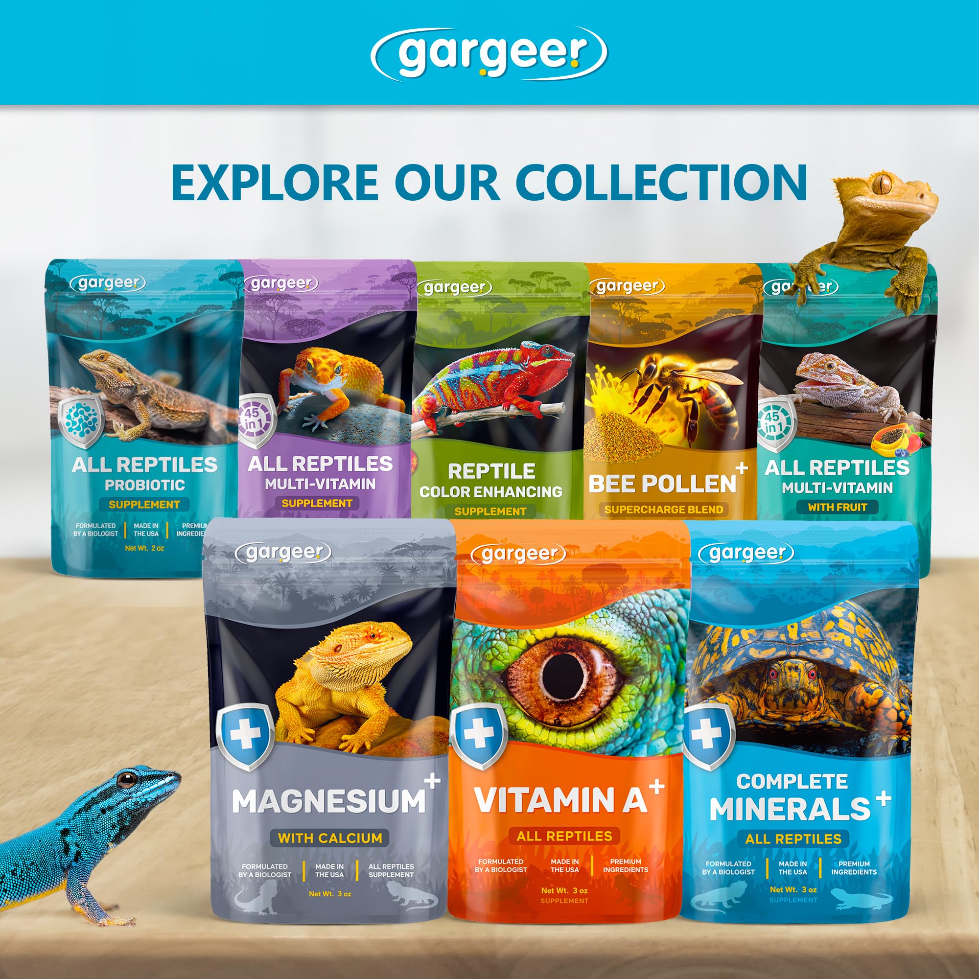 Gargeer Minéraux Complets Reptile, idéal pour tortues et lézards.
