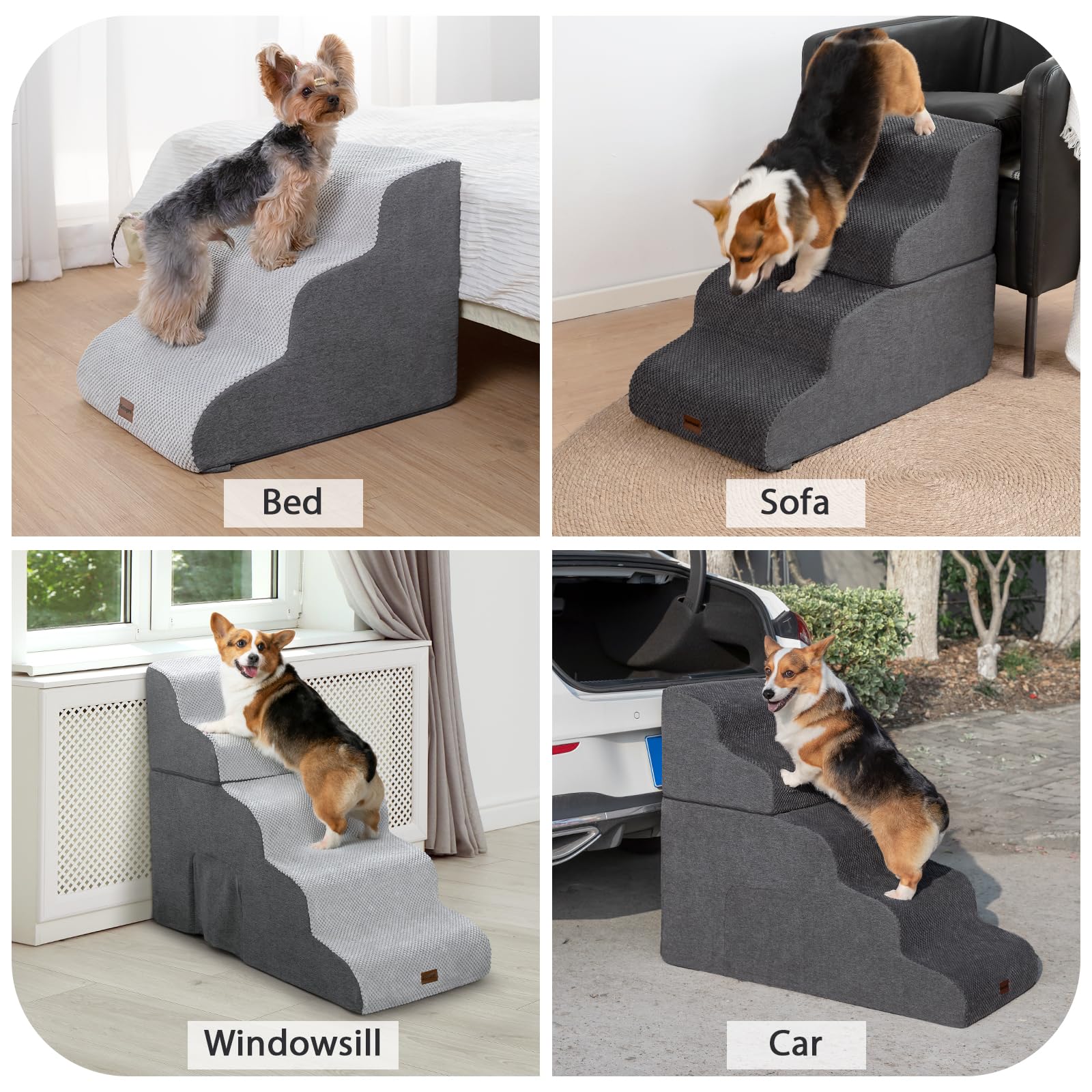 Garnpet options 3, 4 ou 5 marches pour différentes hauteurs.