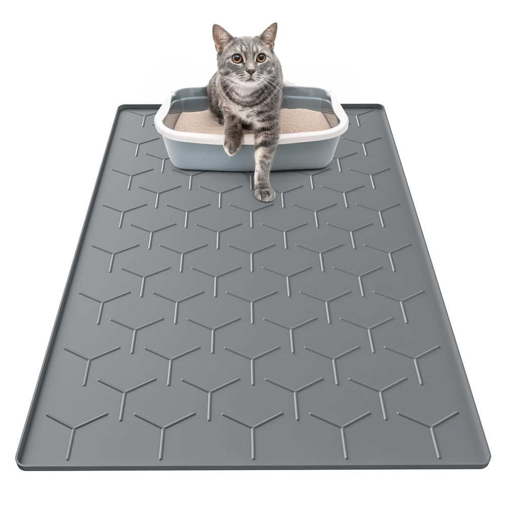 Tapis Garoopion pour litiere grand gris fonce, grand espace pour retenir la litiere