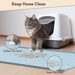 Tapis Garoopion litière chat étanche avec bords hauts.