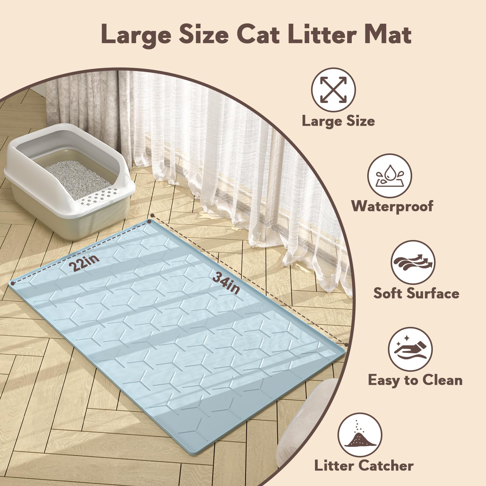 Tapis Garoopion litière chat nettoyage facile et rapide.