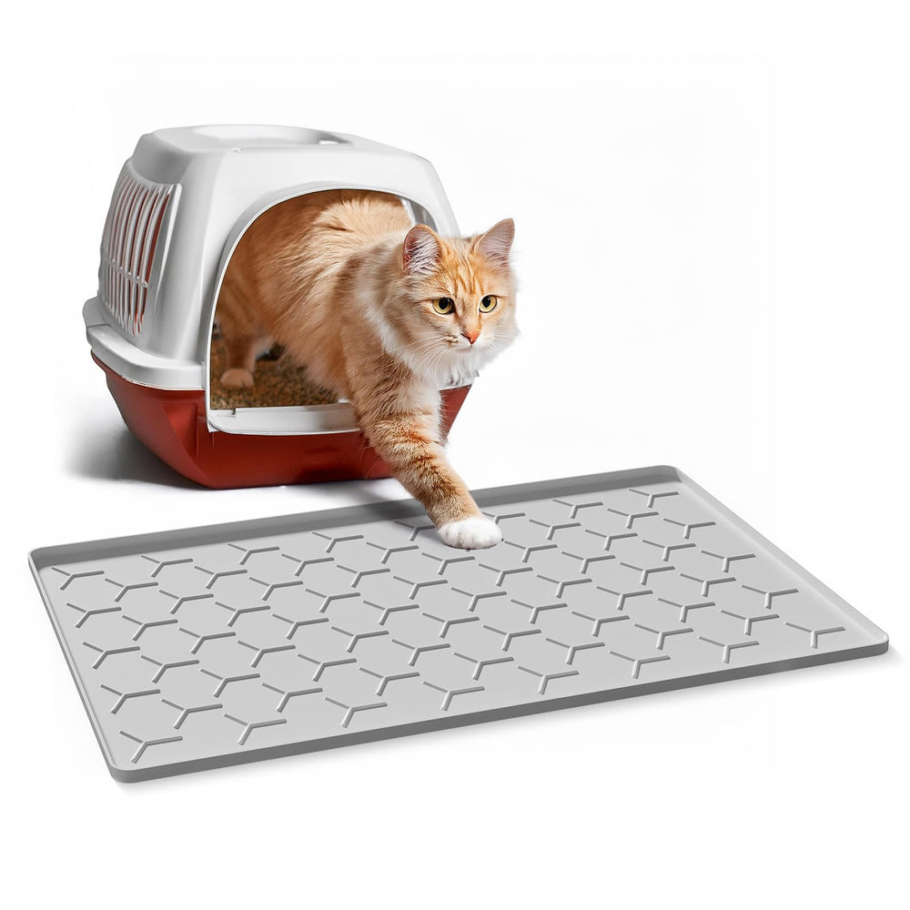 Garoopion tapis-litiere silicone 24x16: capte les grains et protège le sol.