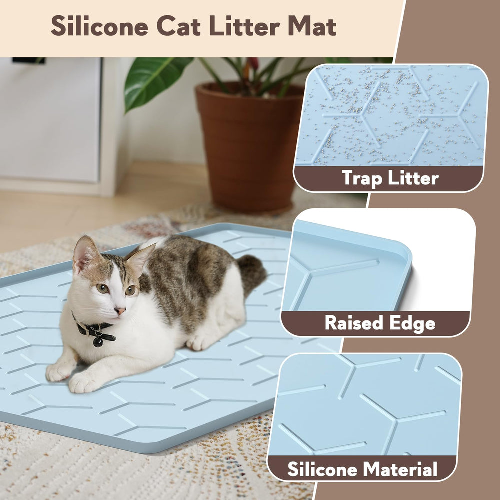 Tapis Garoopion litière chat silicone durable et robuste.