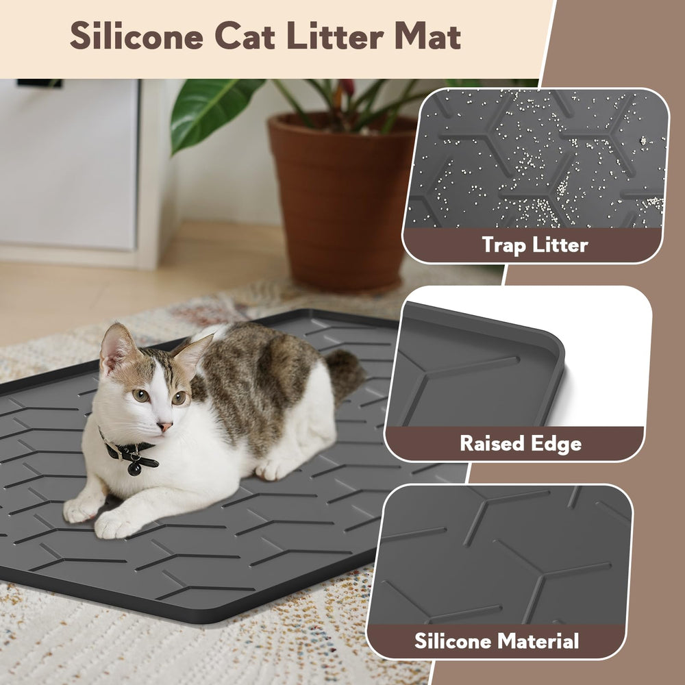 Garoopion tapis-litiere nettoyage rapide, surface silicone facile a entretenir.