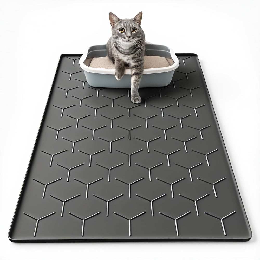 Garoopion tapis-litiere silicone grande 34x22, collecte efficace des residues de litiere.