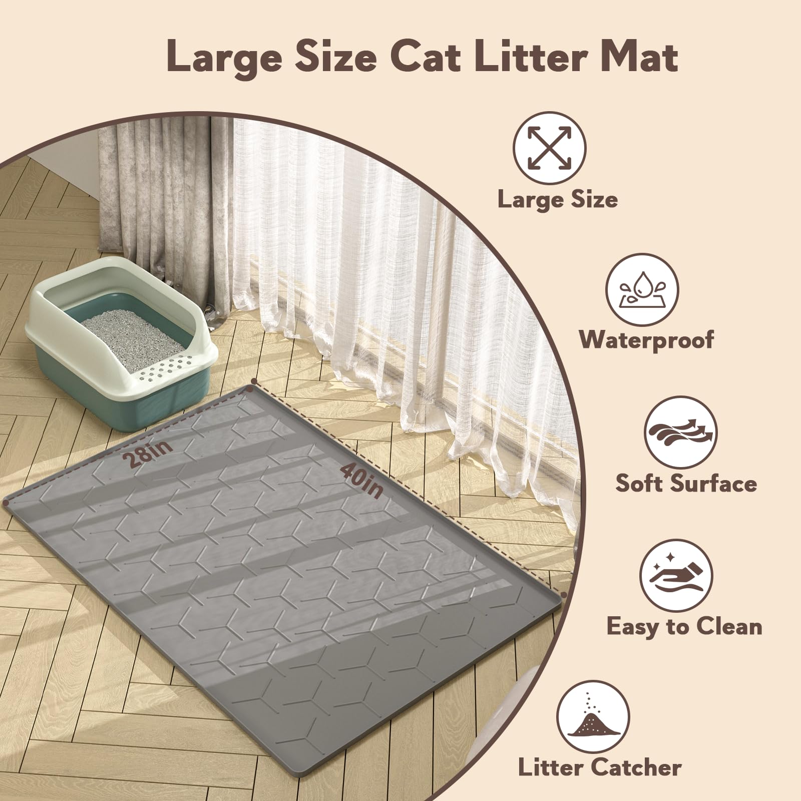 Garoopion tapis litiere usages multiples: peut servir aussi de tapis de repas ou plateau.