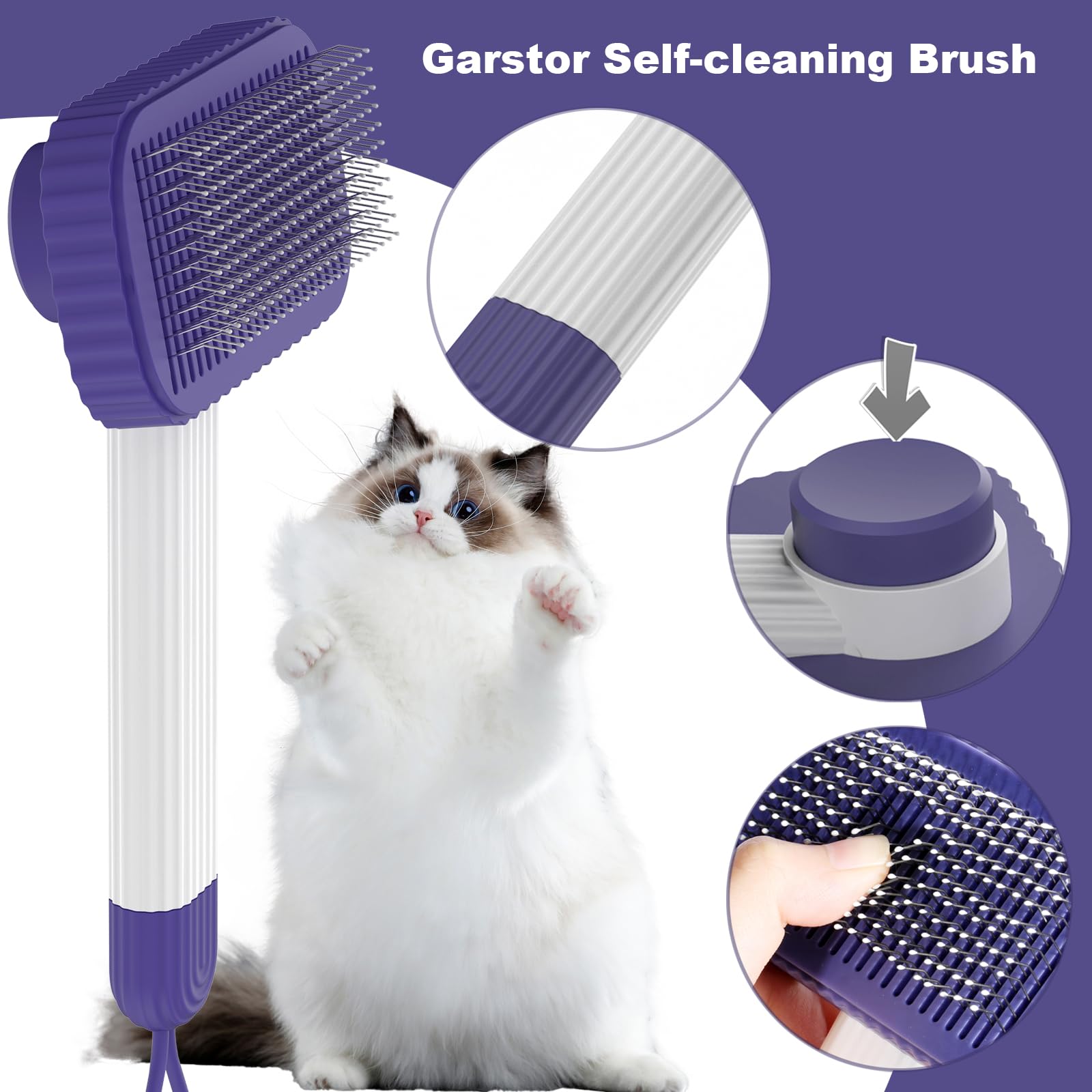 Garstor brosse chat épingles arrondies: protège la peau sensible