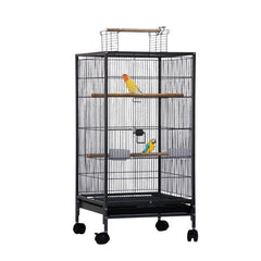GarveeHome cage pour petits oiseaux 40 pouces avec roues vue d’ensemble et détail du cadre.