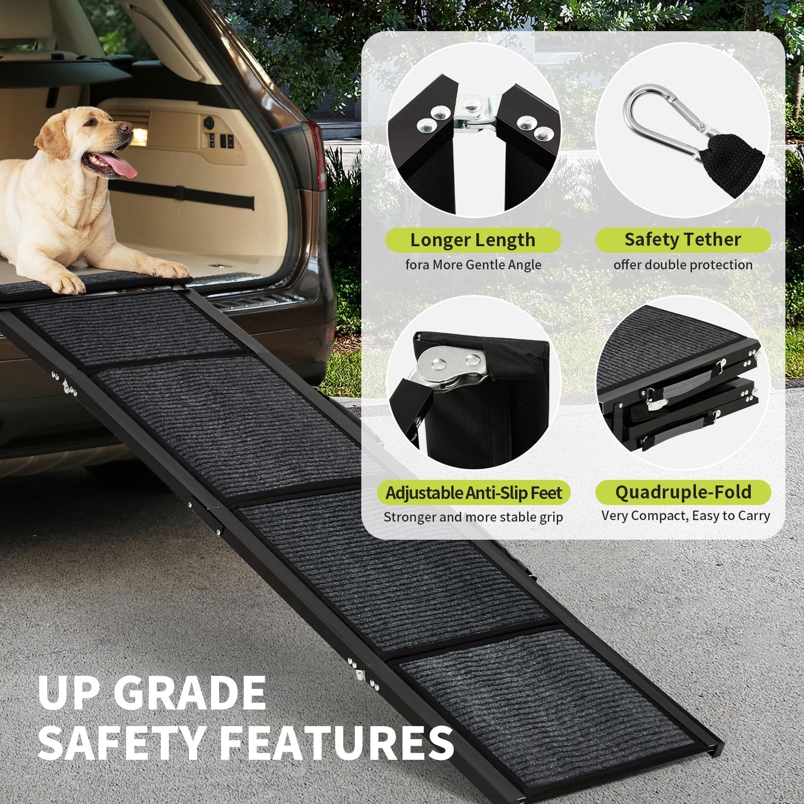 Rampe GarveeLife quad-fold pliable en quatre sections pour sécurité accrue