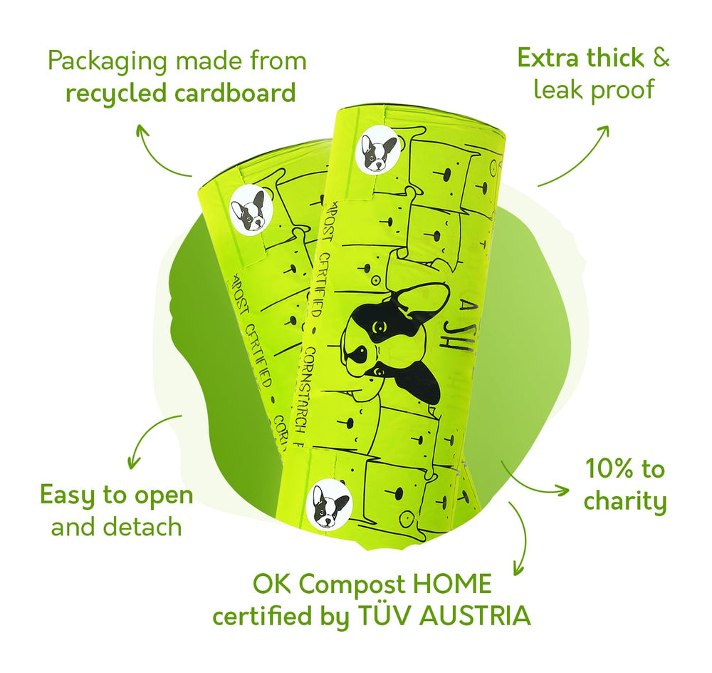 G.A.S sacs déjections chien compostables épaisseur 18 microns pour confinement fiable.