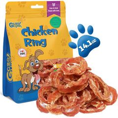 Gazeupon anneaux poulet naturels : friandise protéinée pour soutenir l'activité quotidienne du chien.
