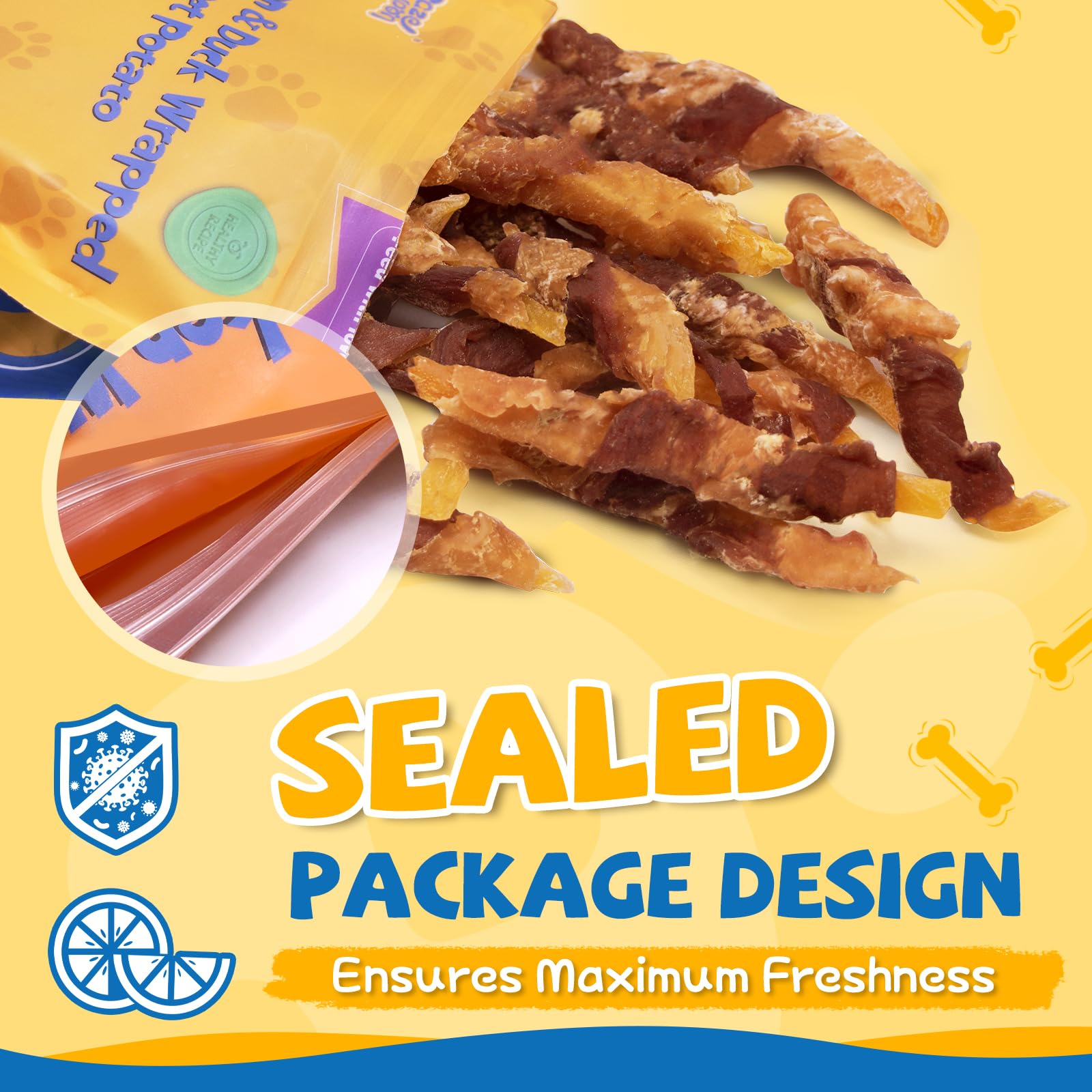Sans cuir brut gazeupon friandises poulet-canard patate-douce, option saine.