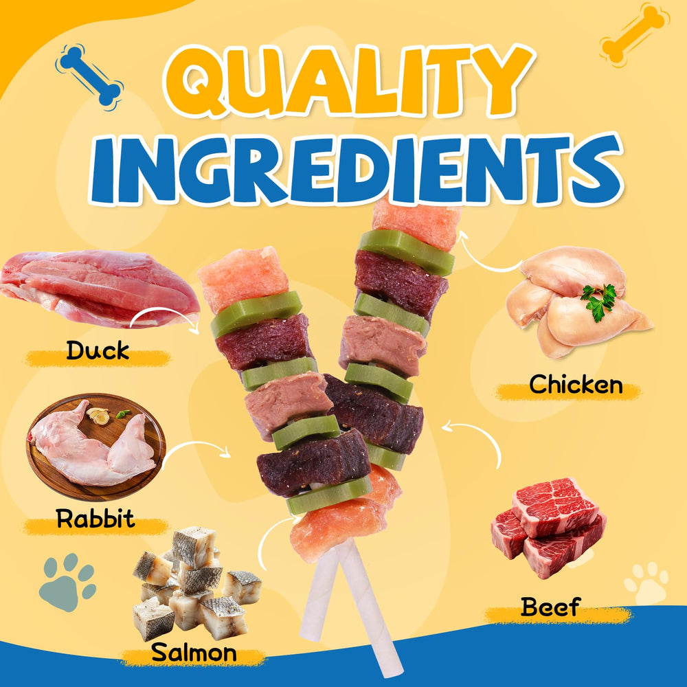 gazeupon kabobs canard : saveur variée et appétence pour chiens gourmands.