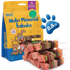 gazeupon kabobs poulet : friandise protéinée idéale pour chiens actifs.