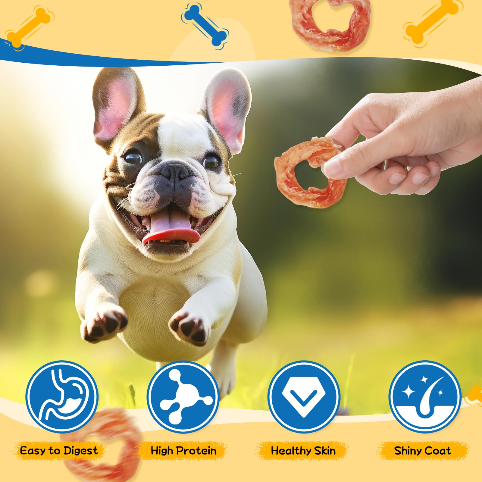 Gazeupon snack chien anneaux interactifs : stimule le jeu et l'attention lors des récompenses.
