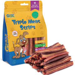 Gazeupon: tranches triple saveurs pour grands chiens, attrayantes et appétentes.