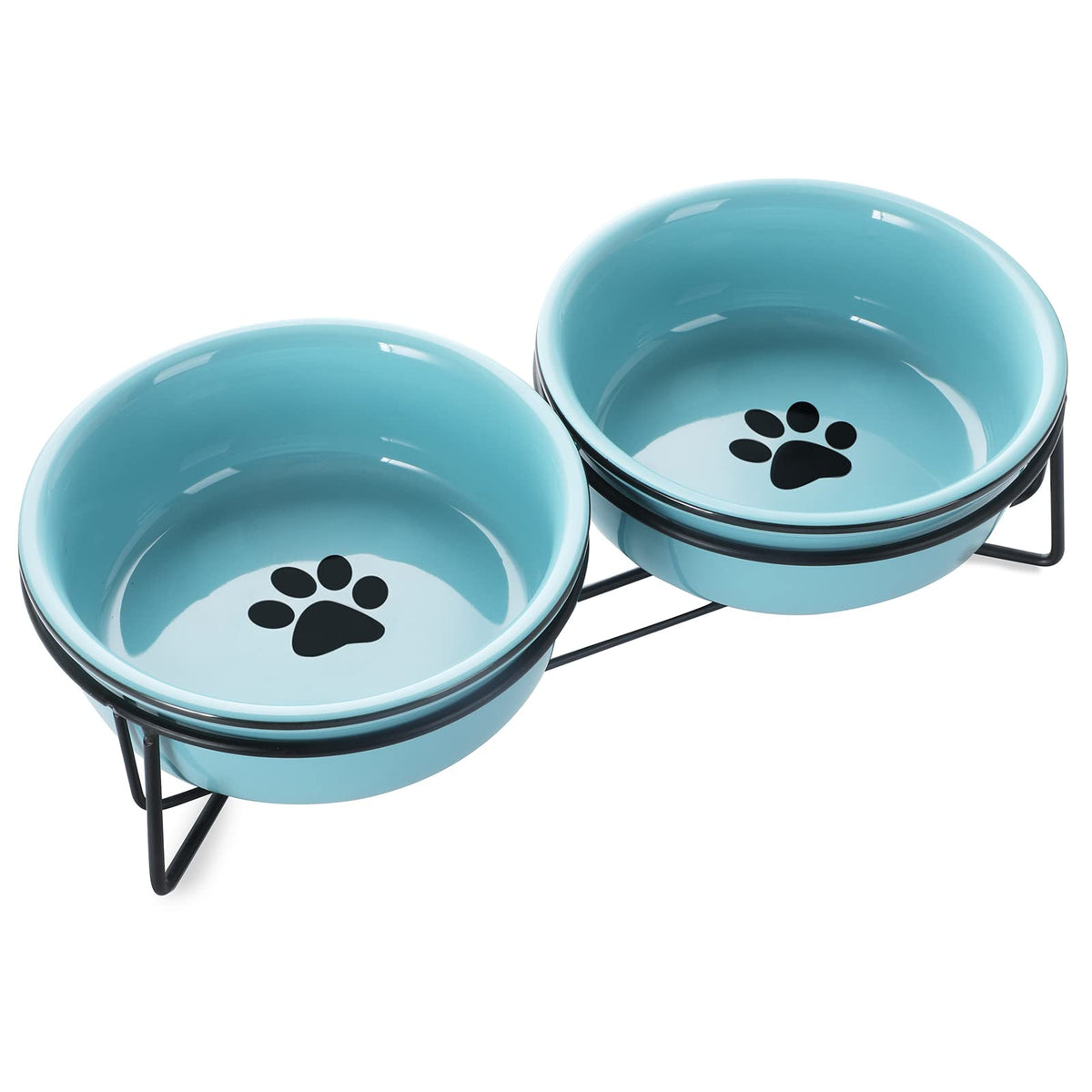 GDCZ Ceramics bol chat élevé turquoise – ensemble pratique pour nourriture et eau.
