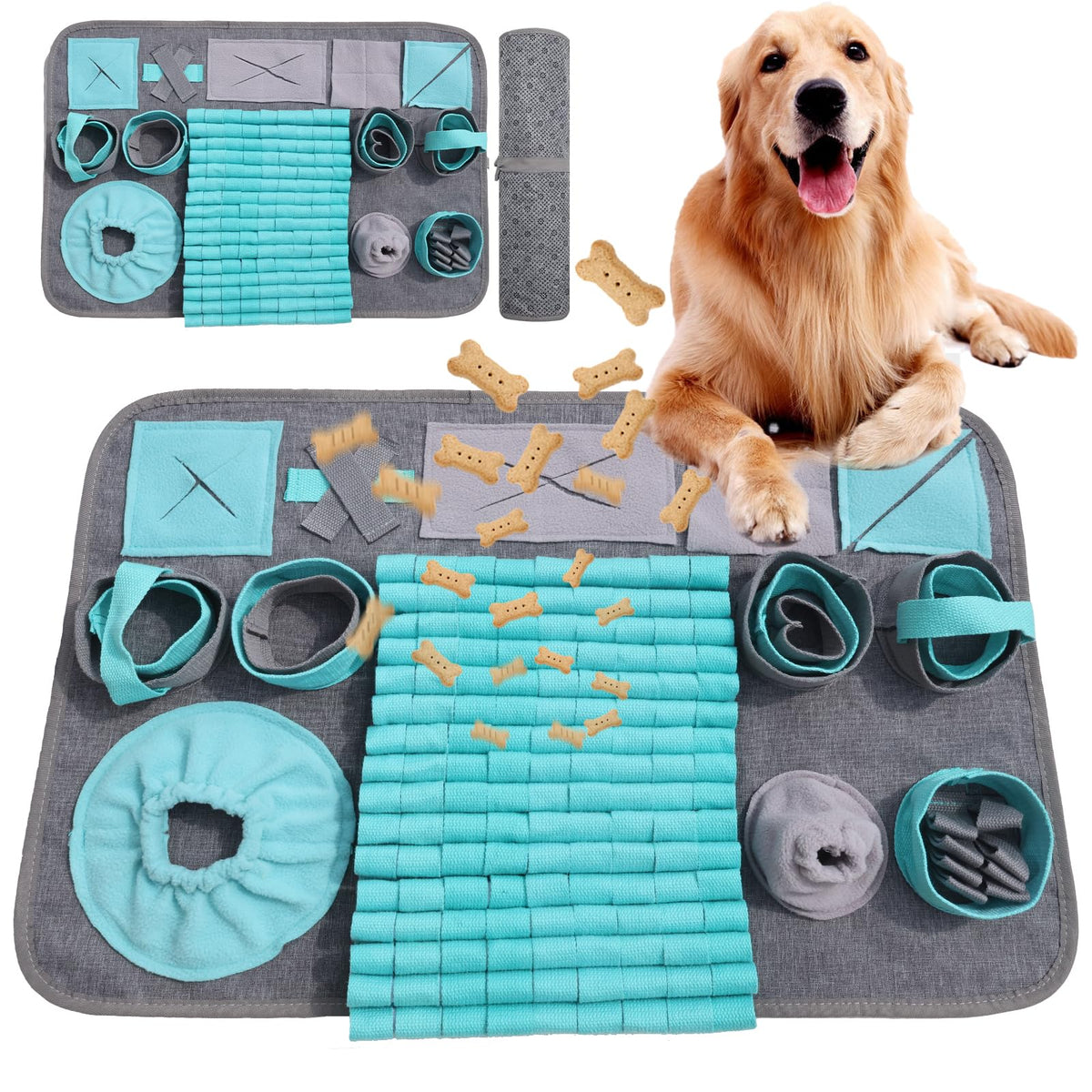 GDDGXXF Snuffle Mat pour chien, vue d’ensemble, stimulation olfactive et repas plus lent.