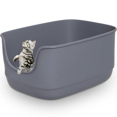 Gefryco grand bac à litière ouvert, pour voir les habitudes du chat facilement.