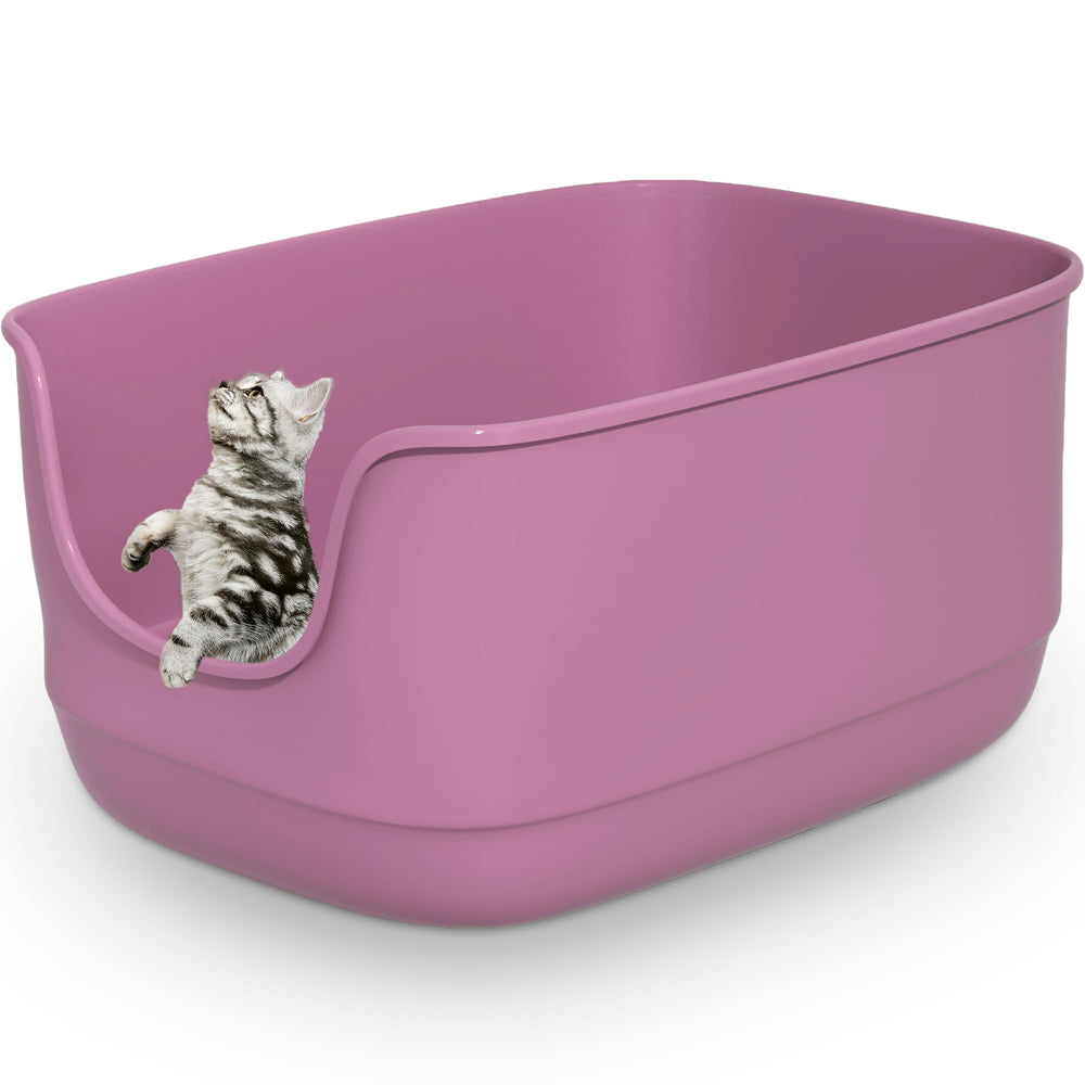 Gefryco litière chat grande boîte ouverte rose, espace confortable pour plusieurs chats