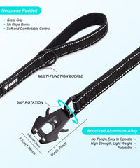 Laisse GEIT en nylon épais 2 mm avec coutures renforcées pour la durabilité.