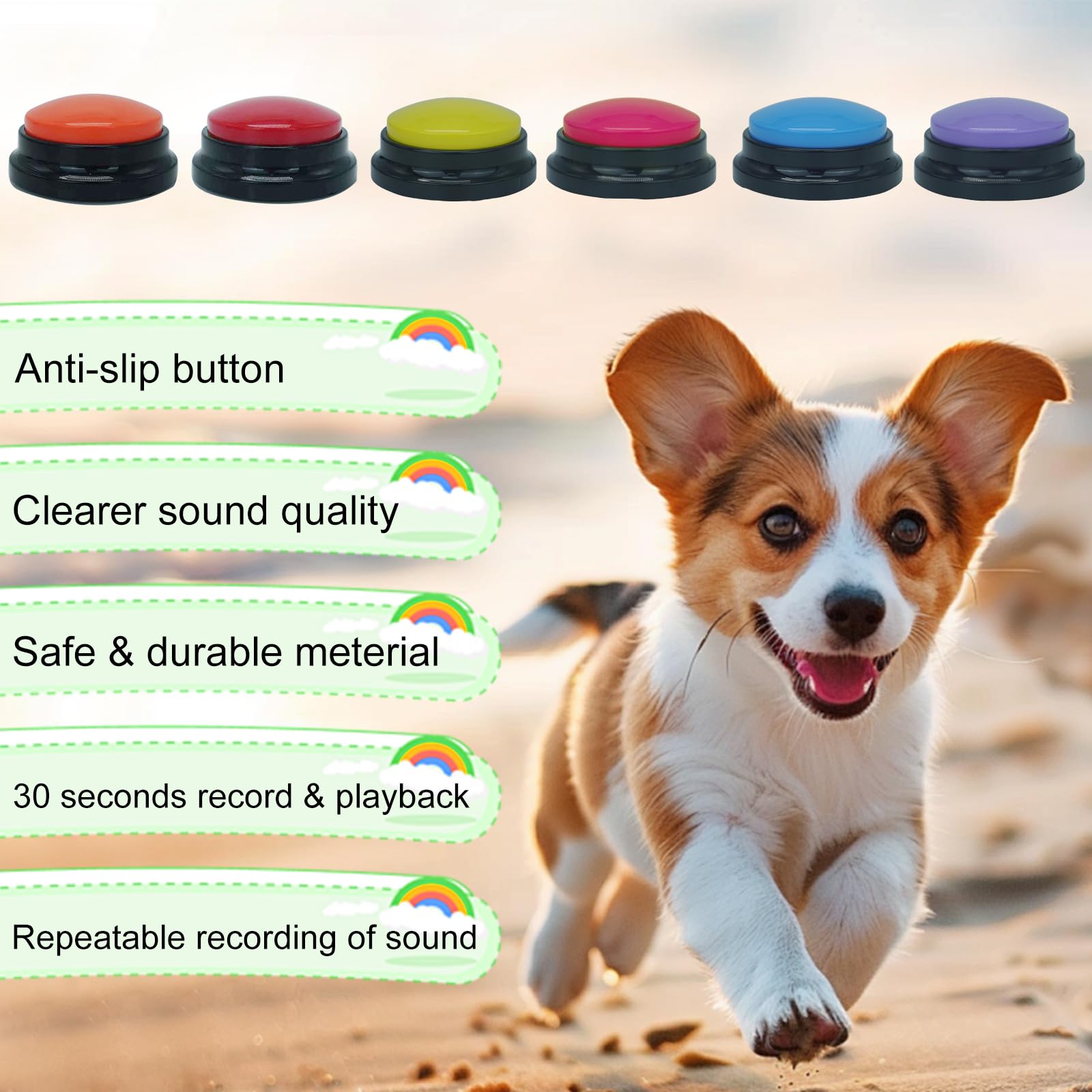 Gelabur-boutons-enseigner-commandes-chien : facilite le dressage par l'association son-commande.