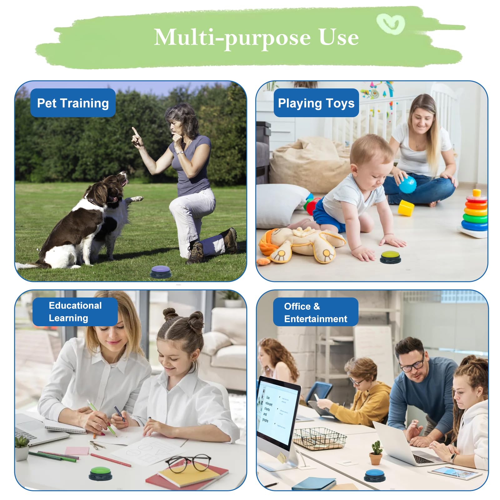 Gelabur boutons-usage-domestique: pratique au quotidien pour communiquer rapidement.