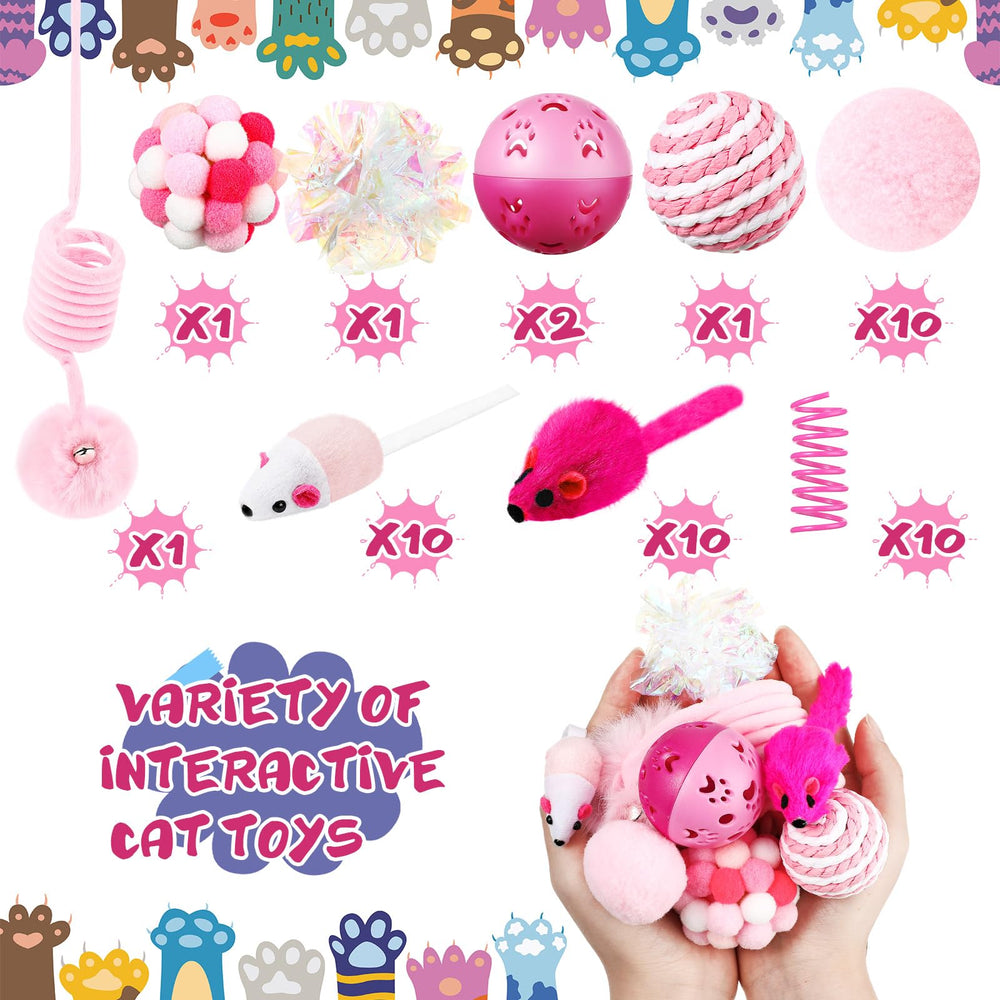 Gemscream jouets chat rose, balles crinkle sonores encouragent l'exercice et la chasse en intérieur.