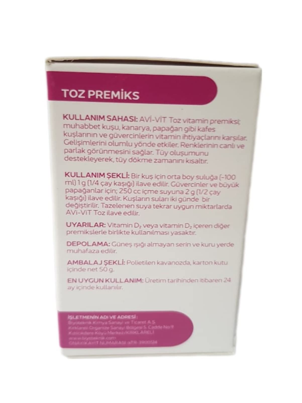 Generic Avi VIT multivitamine pour oiseaux en cage aide au développement sain