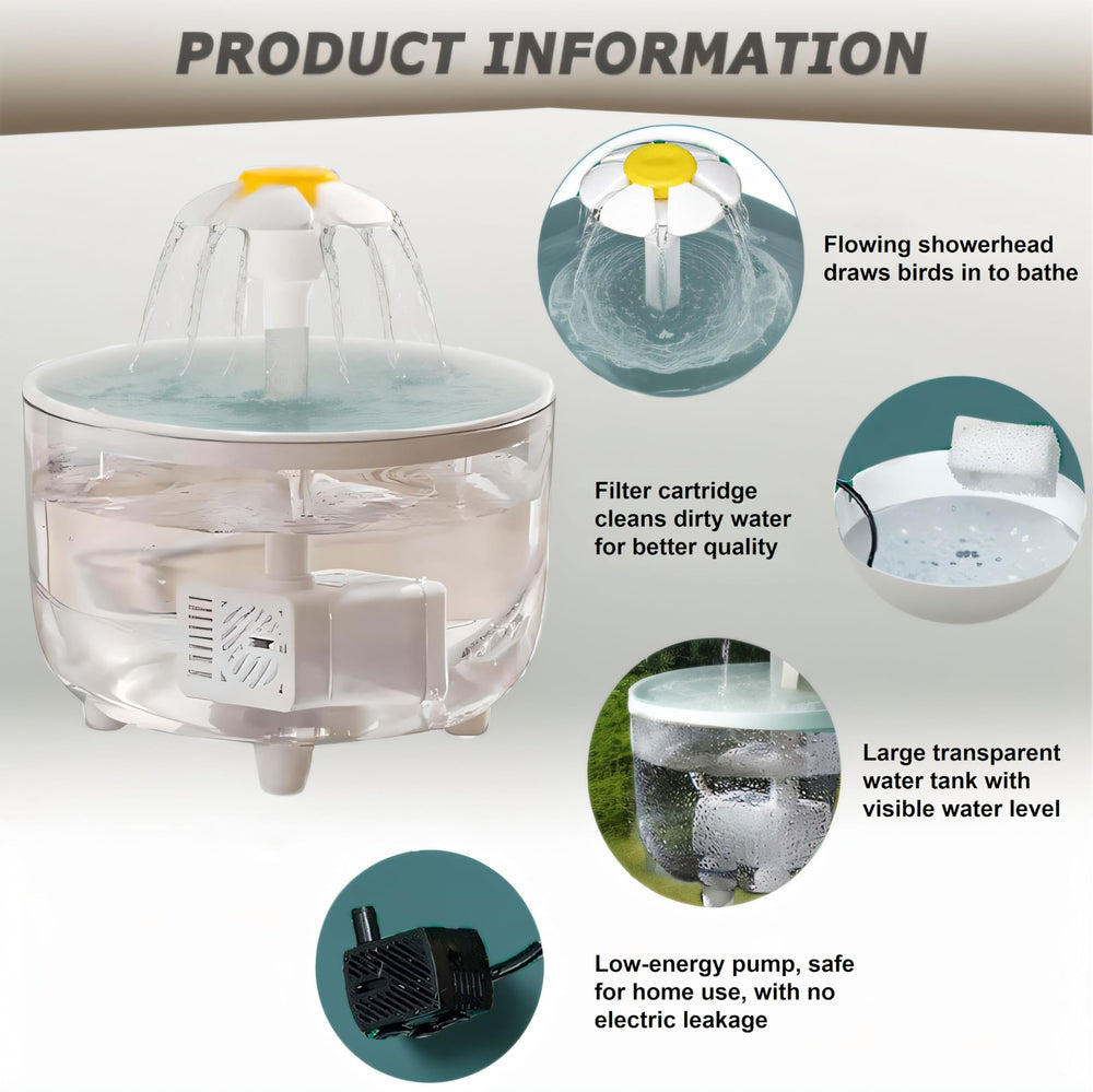 Generic bac eau transparent bain d'oiseau — surveillance facile du niveau.