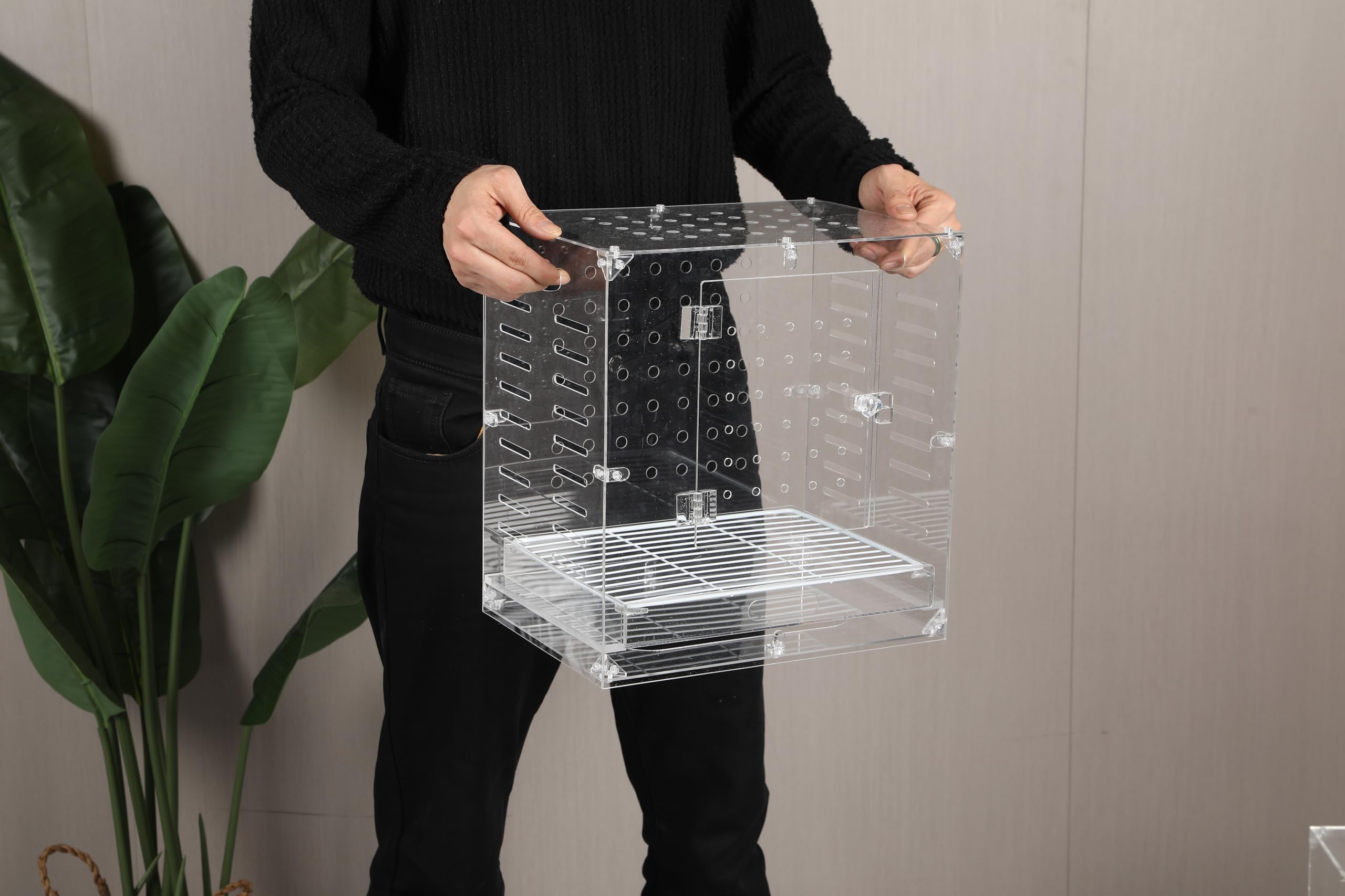 Generic cage oiseau en acrylique clair: emplacement idéal pour perchoirs et jouets