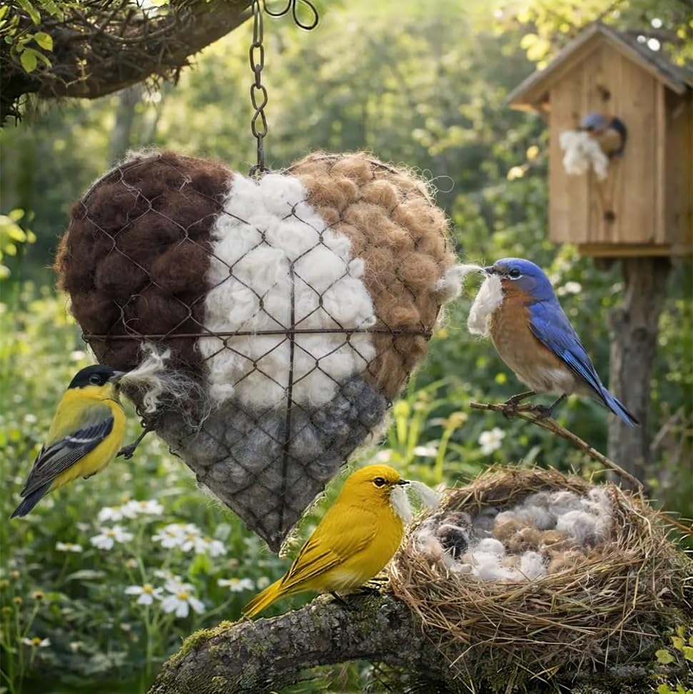 Generic Coeur-nidification Alpaga : design artisanal et réutilisable pour attirer les oiseaux.