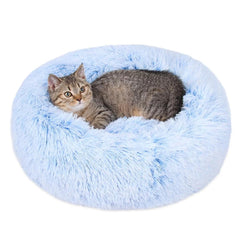 Generic coussin-chat-donut bleu cornflower, repos confortable et sûr.