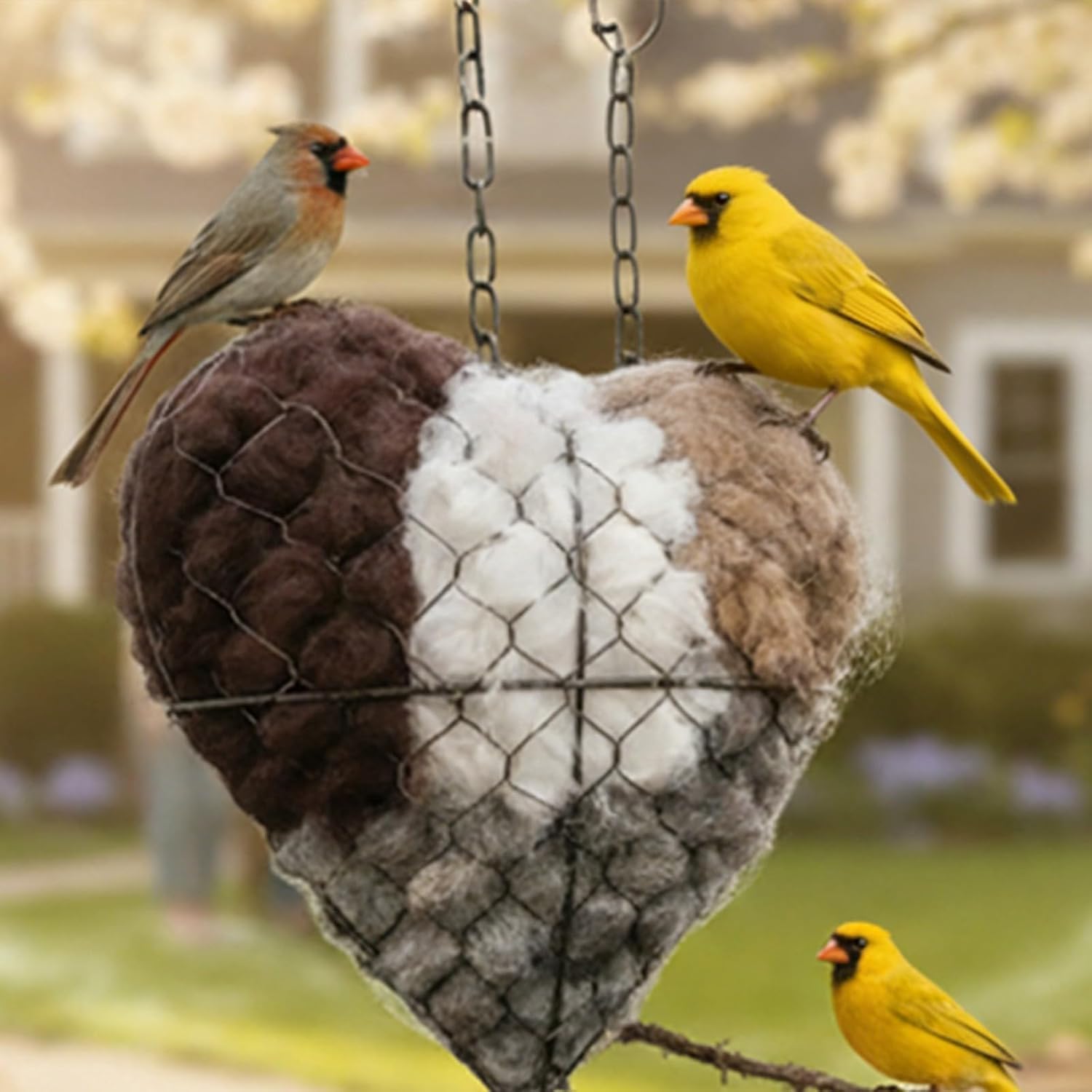 Generic Déco-Jardin Coeur-Nid Alpaga : cadeau hivernal chaleureux pour les amoureux des oiseaux.