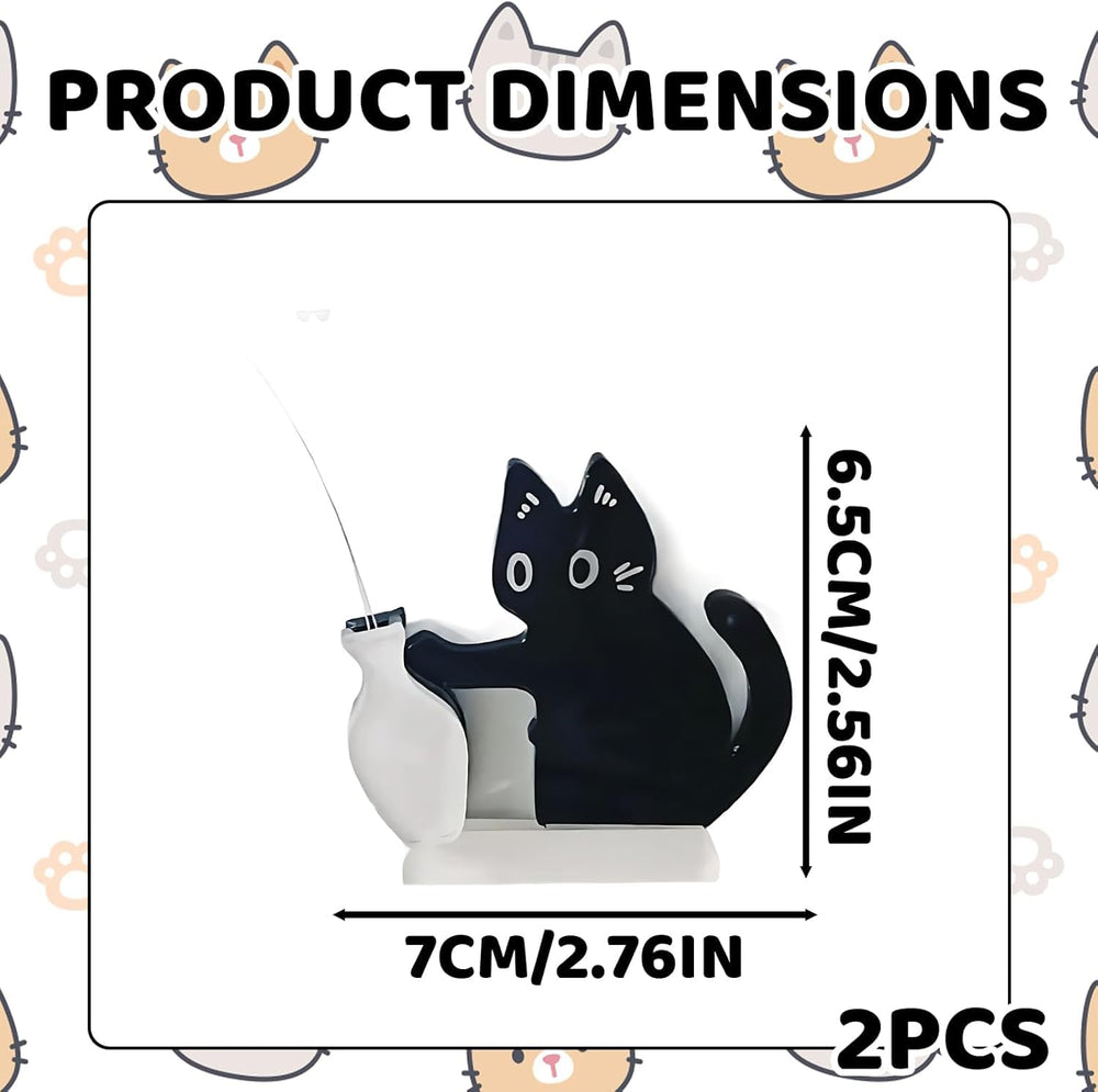 Generic design chat dessin animé noir – décor chaleureux avec vase blanc et chat stylisé