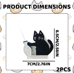 Generic design chat dessin animé noir – décor chaleureux avec vase blanc et chat stylisé