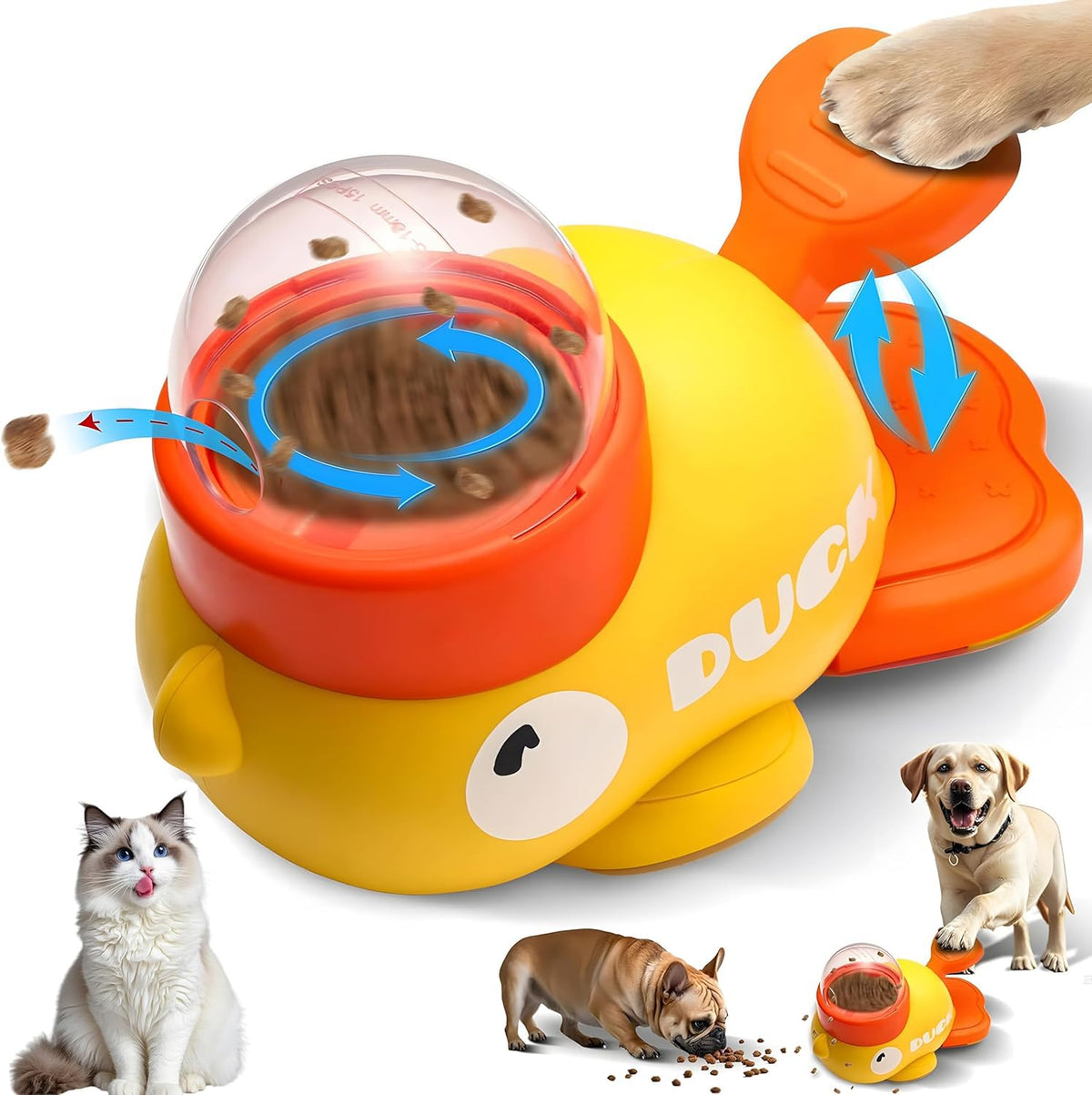 Generic distributeur-gourmand interactif canard jaune-orange, stimulation mentale pour chien.
