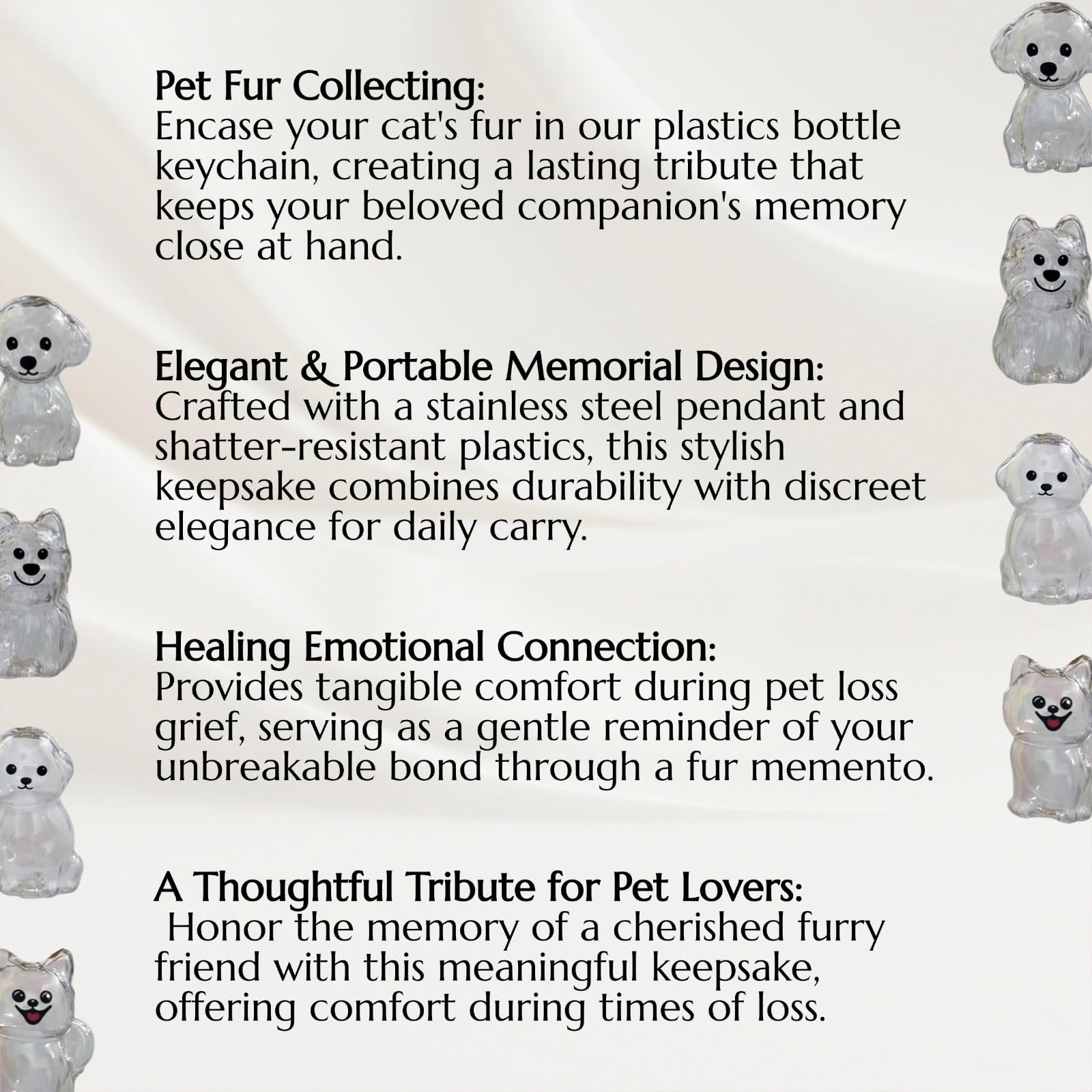 Generic ensemble souvenir poils chien, accessoire portable et élégant