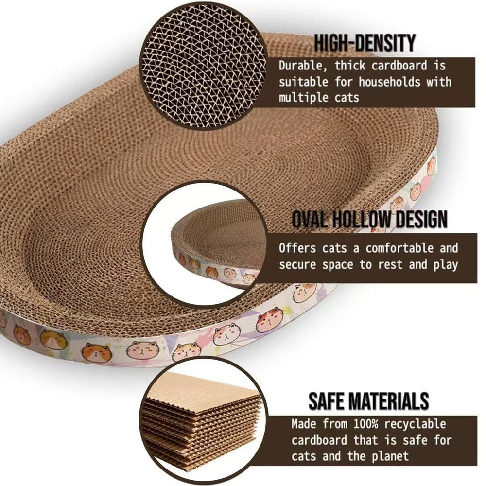 Generic grattoir chat carton oval design confortable pour chats d’intérieur.