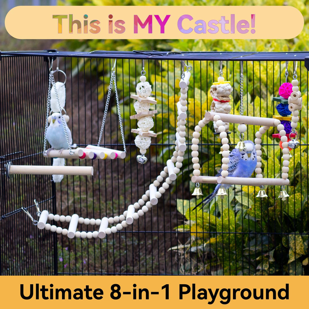 Generic kit-accessoires-cage-perruche Cylindre bois perles pour morsure et jeu durable.