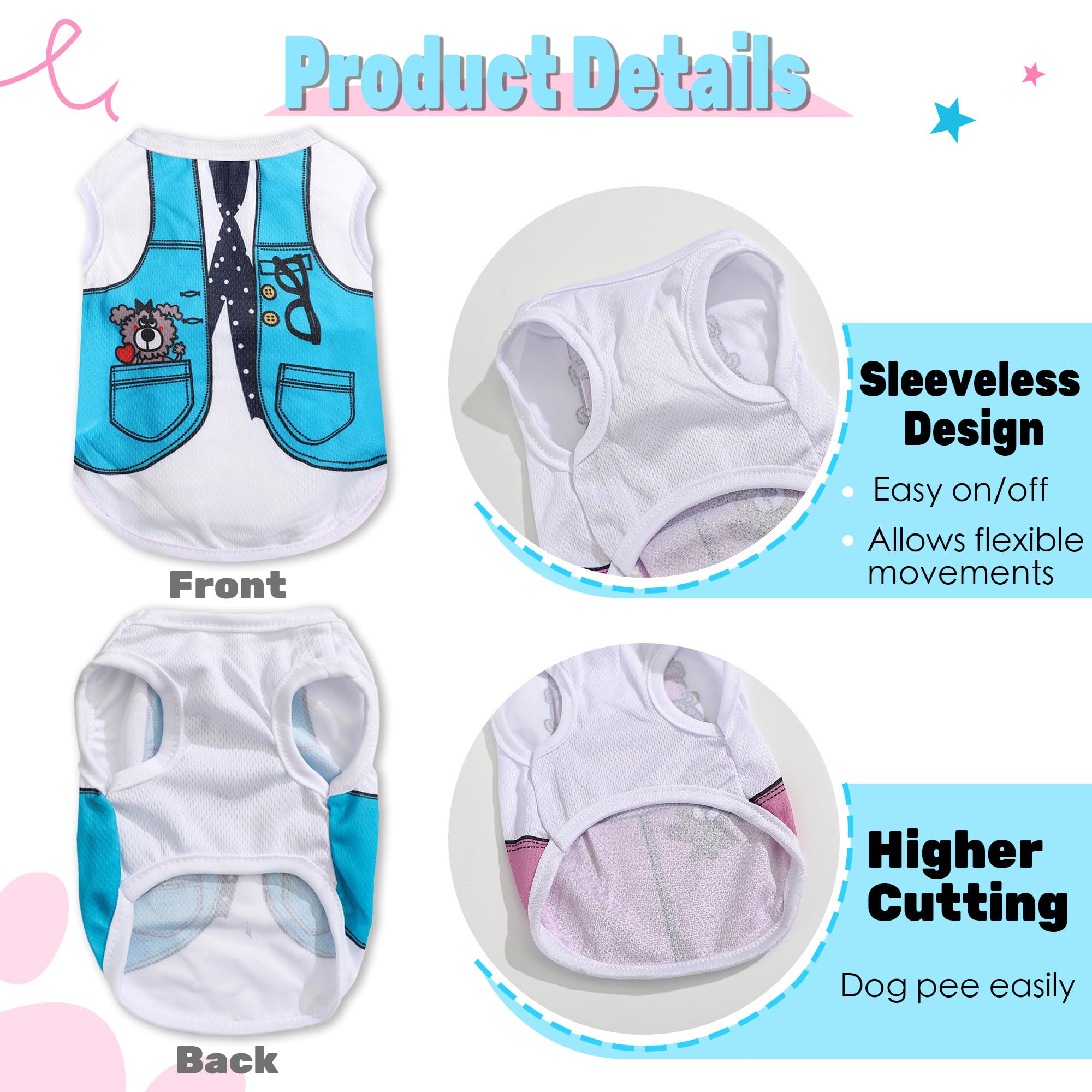 Generic lot-quatre-vetements-mesh-chien-rose-pastel – motifs mignons et légers.