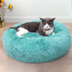 Nid en forme de beignet bleu Generic, cocon confortable pour chat.