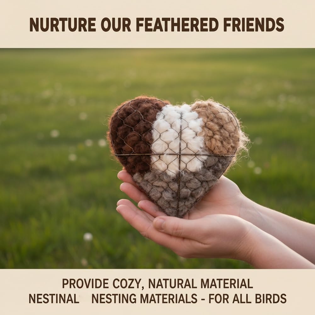 Generic Nidification-Matériaux Fibre-Alpaga : matériaux naturels favorisant le confort des oiseaux.