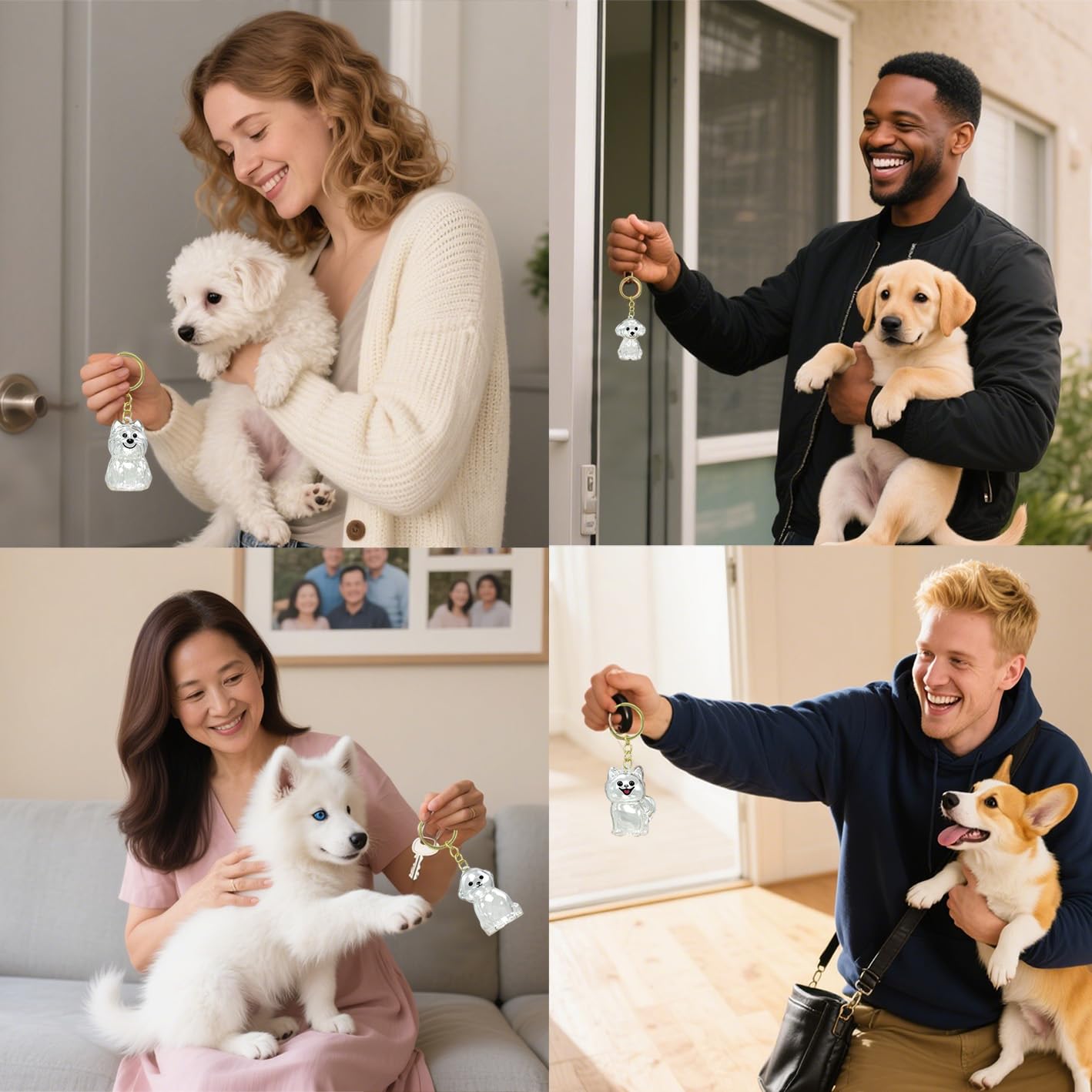 Generic porte-clés poils chien avec compartiment souvenir et design pratique