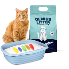 Genius Litter: cristaux de silice avec indicateur couleur, surveillance de la sante du chat.