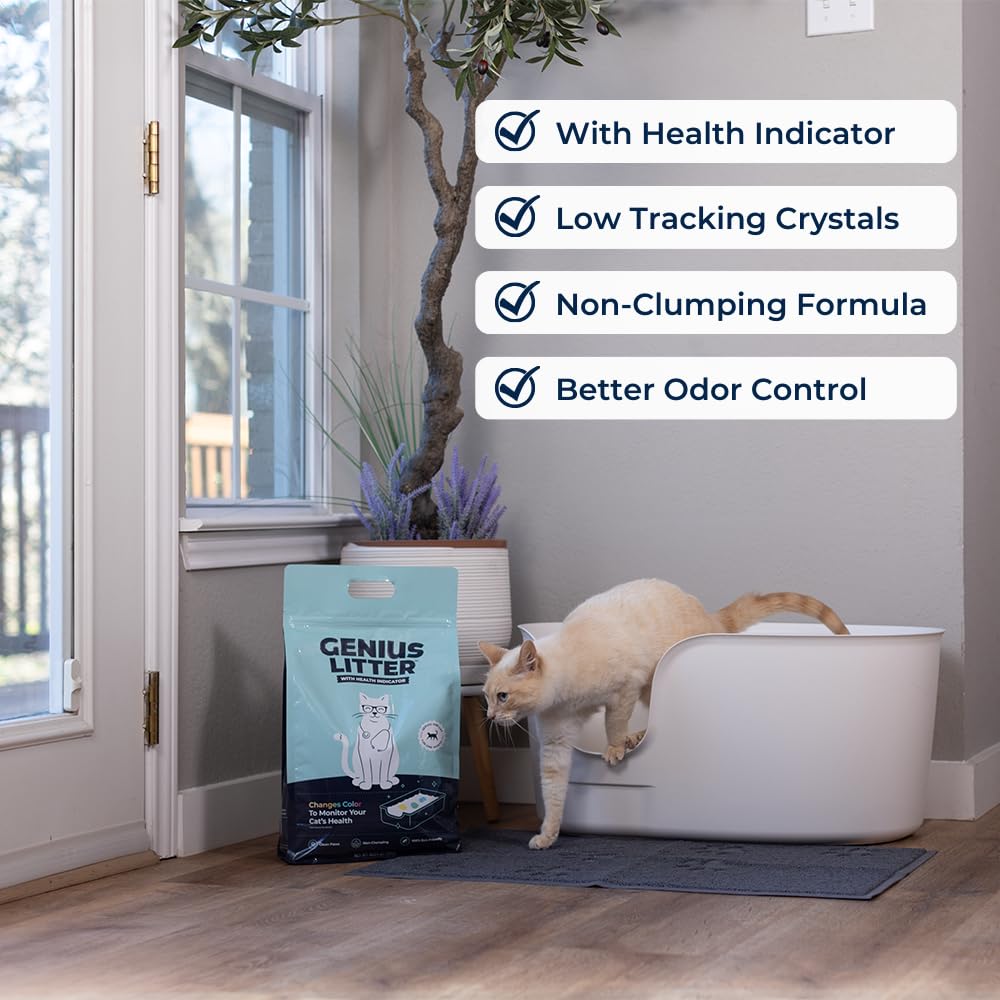 Genius Litter: indicateur couleur facilitant la surveillance quotidienne de la sante du chat.