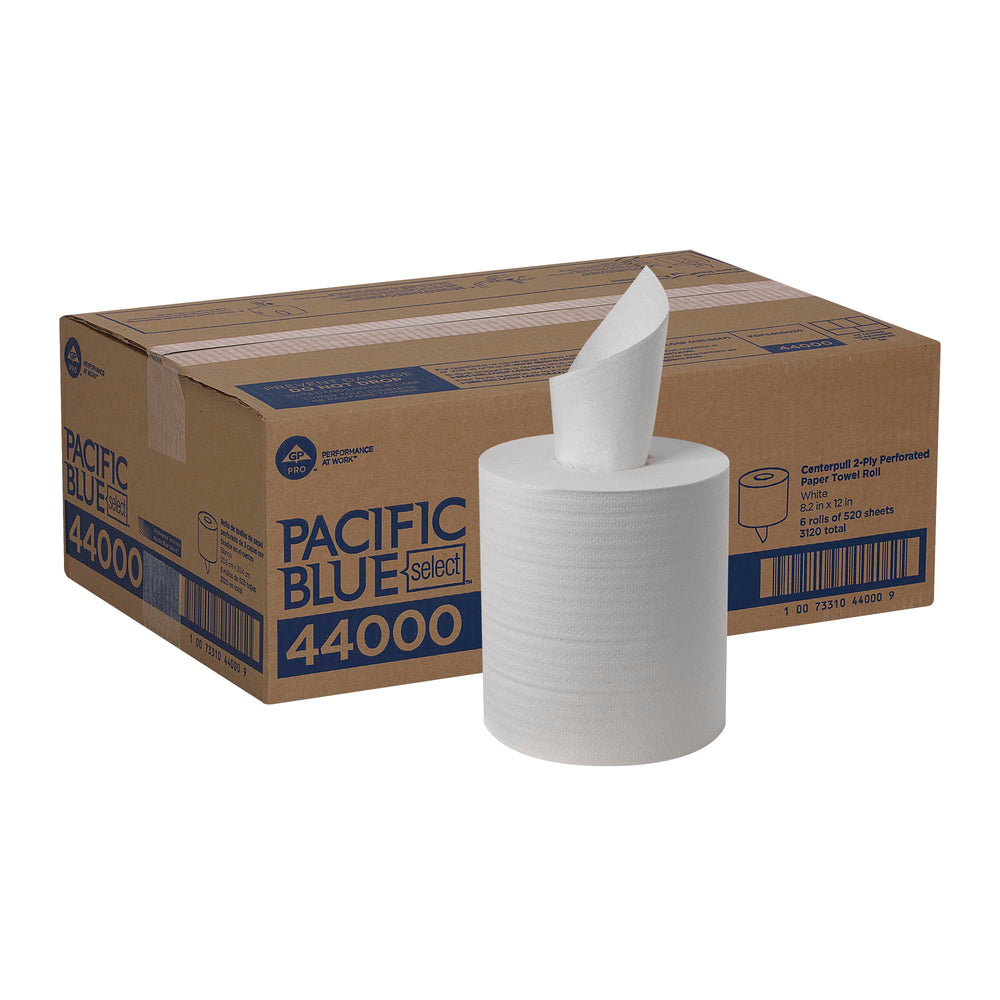 GP PRO Pacific Blue Select centrepull rouleau blanc pour essuyage rapide et réduction du gaspillage