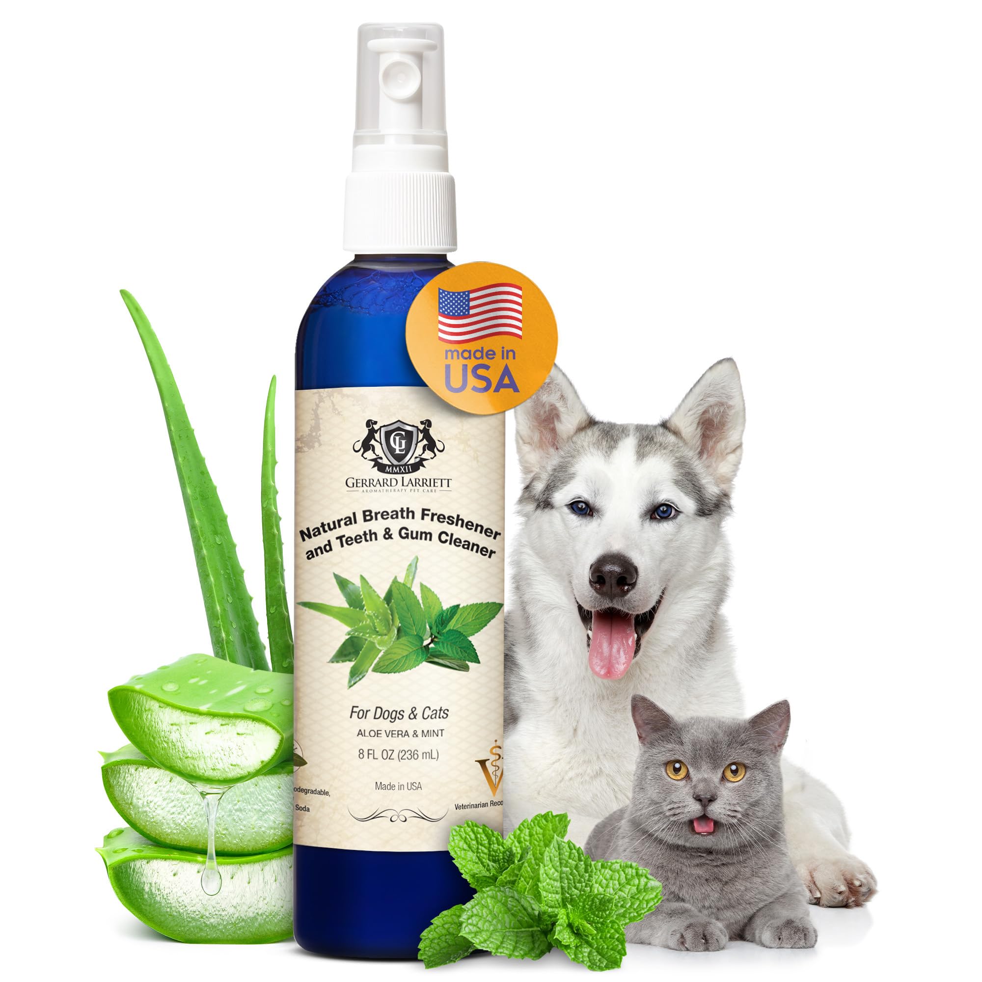 Rinçage buccal Gerrard Larriett pour chiens — haleine plus fraîche dans une bouteille 8 oz