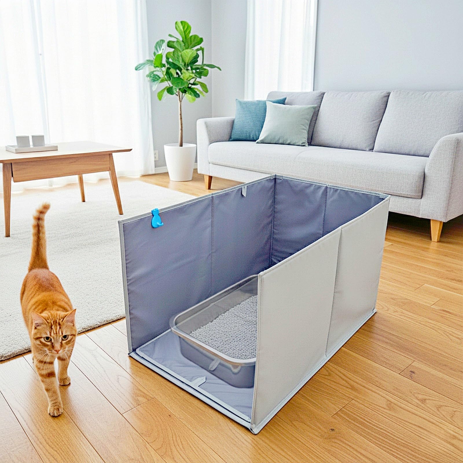 Gesomepurrz grand enclos litière chat, confort et intimité accrus.