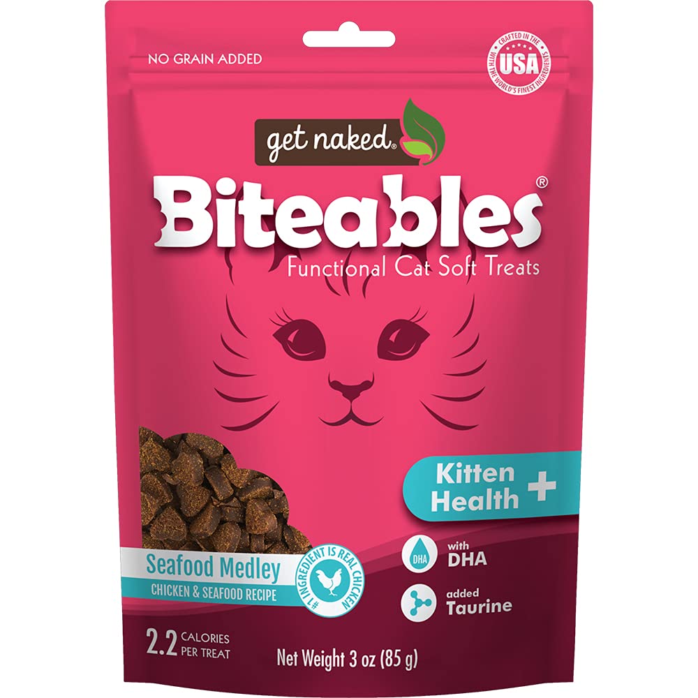 Get Naked Biteables emballage poisson mélangé, friandise douce pour récompenser votre chat.